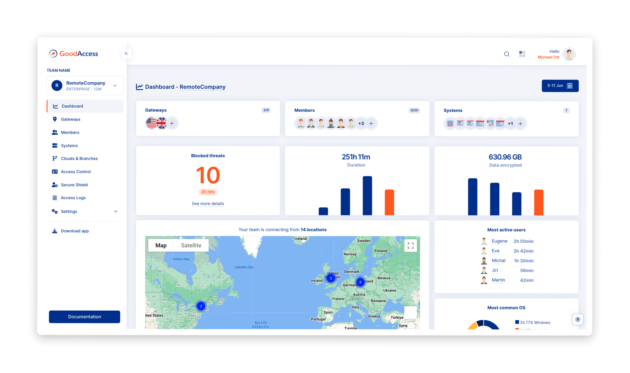 GoodAccess control panel dashboard